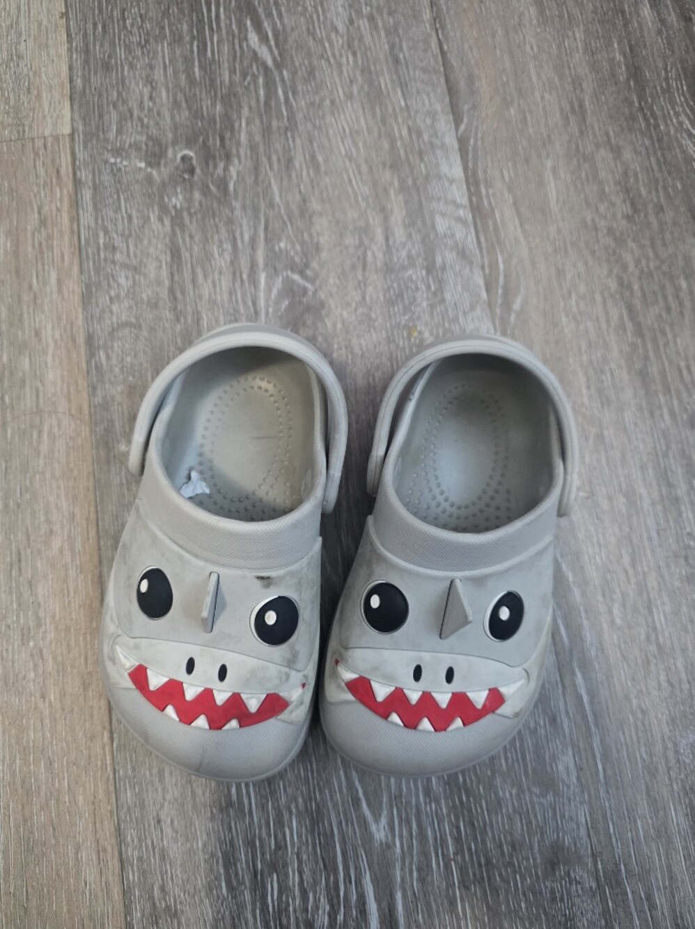 Kids Shark Clog Sandals - Gray with Red Accent